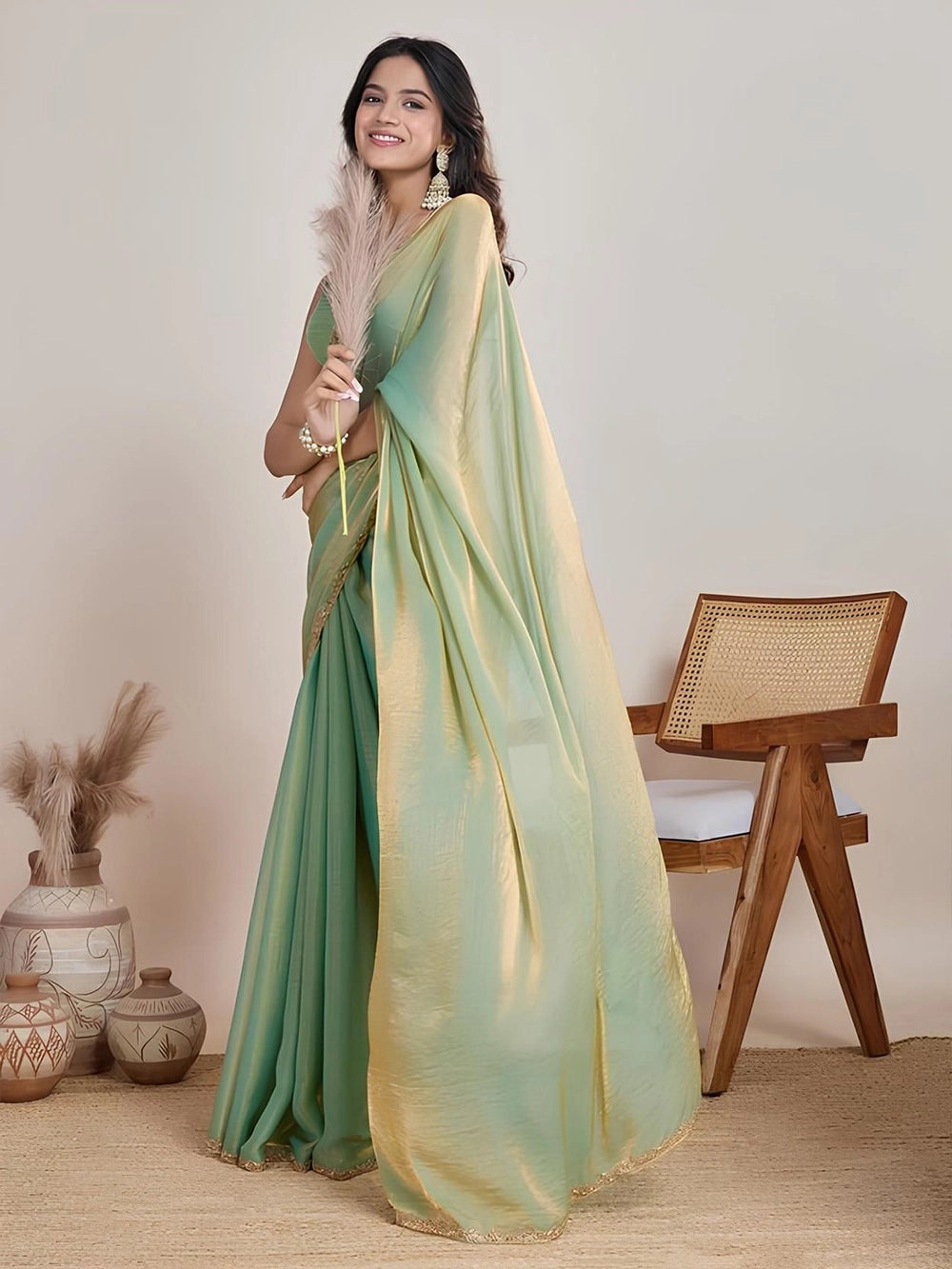 Rich Fendy Soft Chiffon Cocktail Party Wear Saree