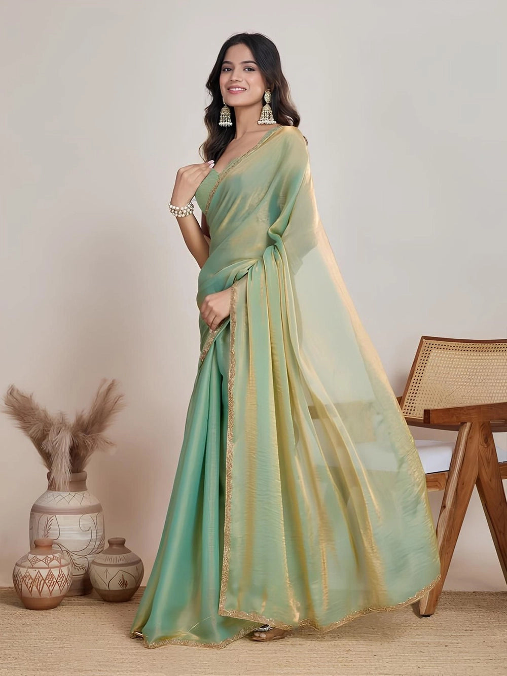 Rich Fendy Soft Chiffon Cocktail Party Wear Saree