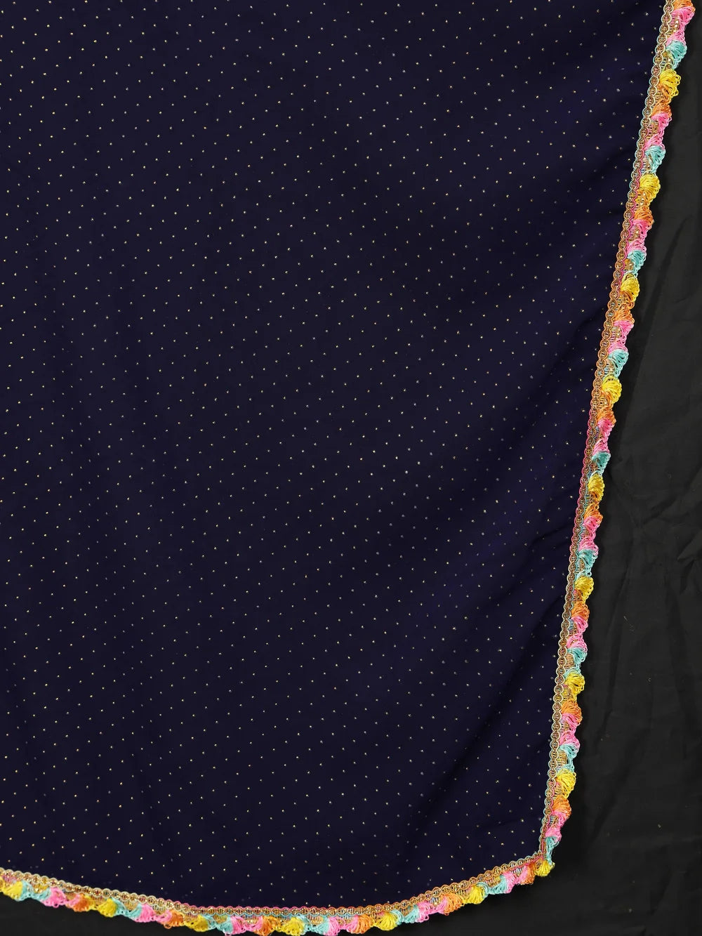 Dark Blue Bollywood Style Plain Georgette Saree
