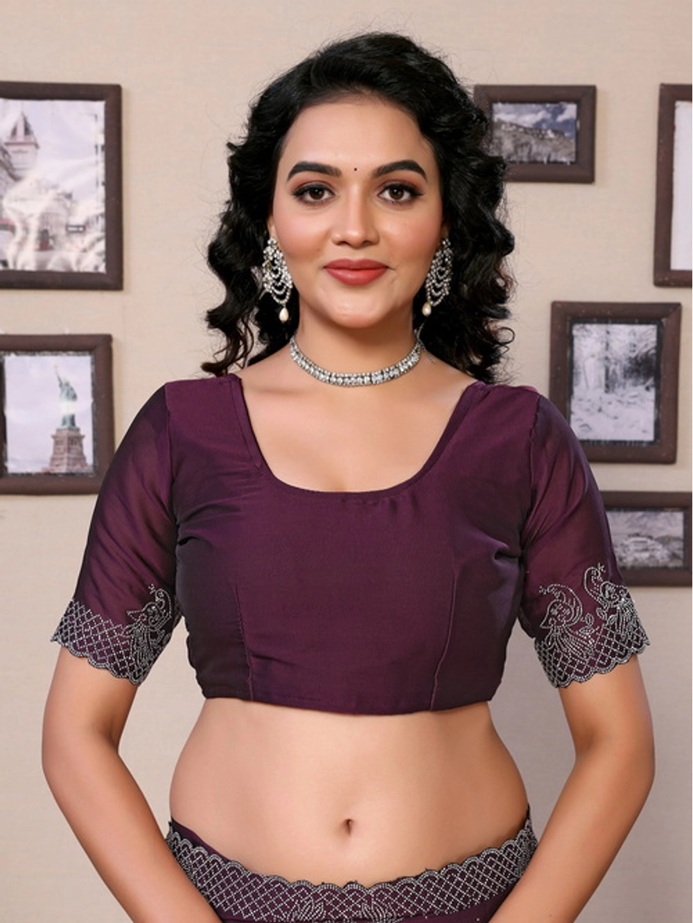 Wine Rangoli Silk Embellished Saree