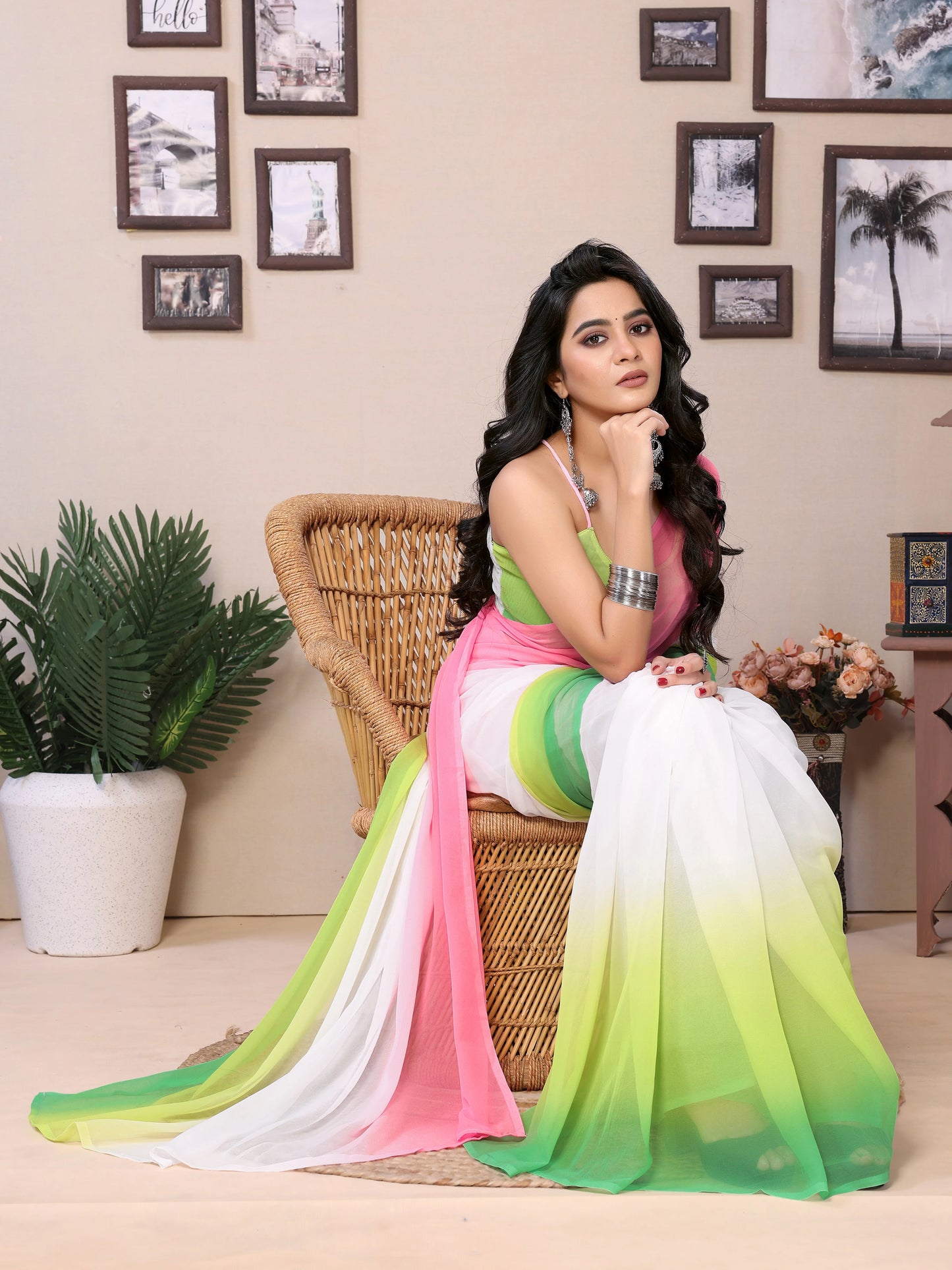 Bollywood-inspired ready-to-wear saree in Georgette fabric