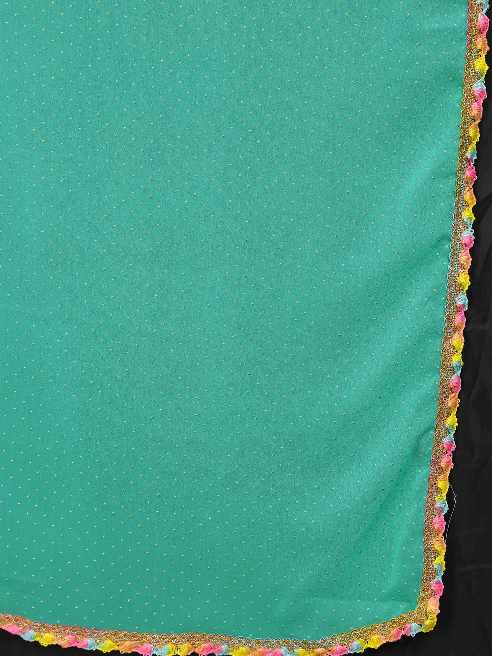 Turquoise Bollywood Style Plain Georgette Saree
