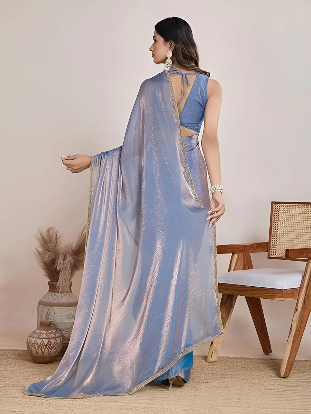 Blue Soft Chiffon Shiny Saree For Any Special Occasion