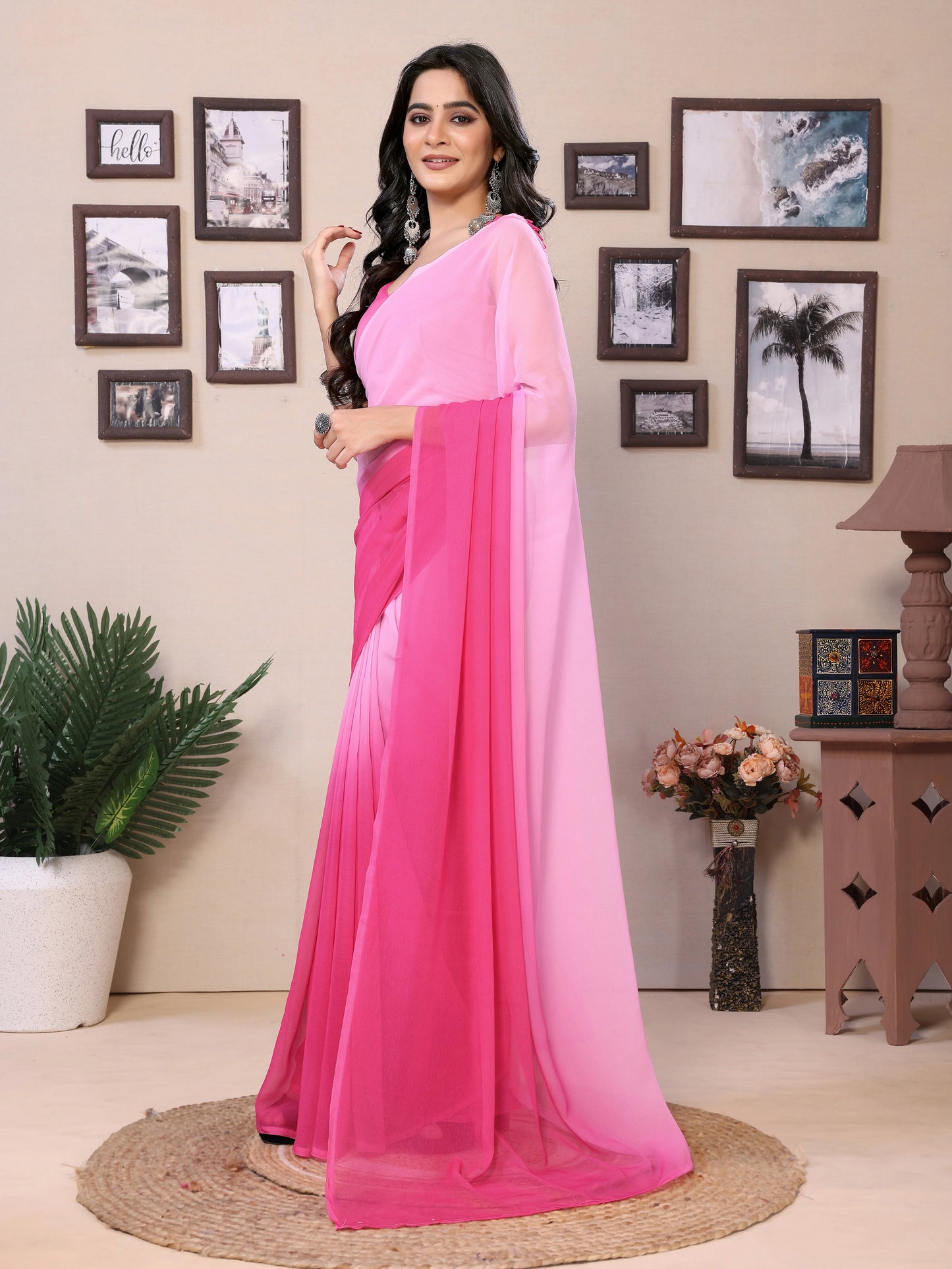Bollywood Style Multicolor Pre Draped Saree - Rheycart
