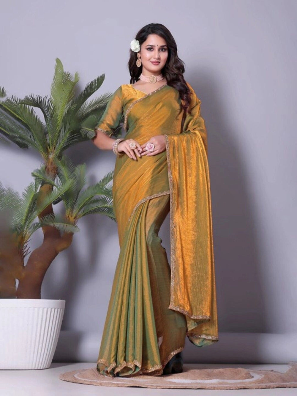 Shiny Rich Fendy Soft Chiffon Saree