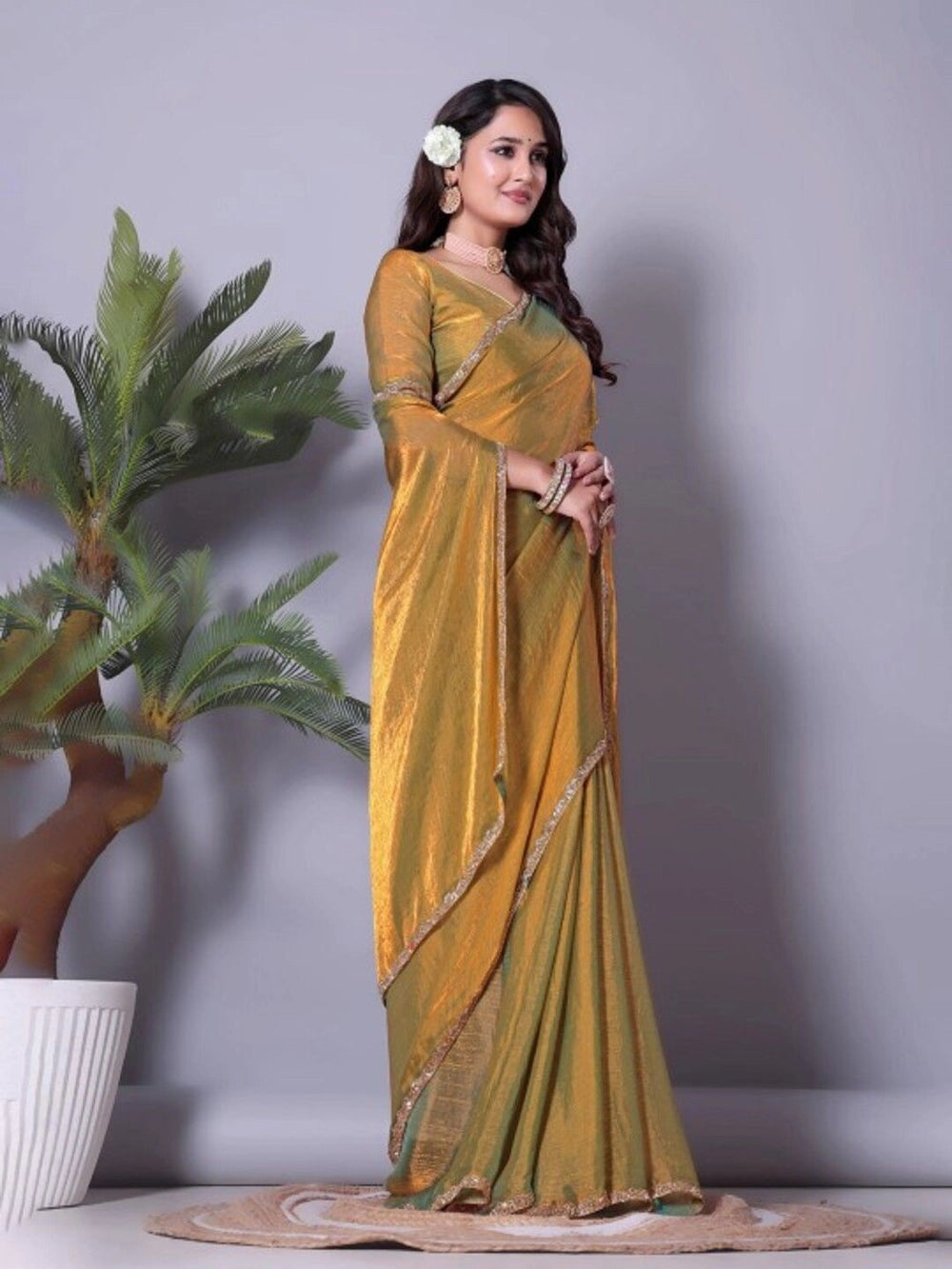 Shiny Rich Fendy Soft Chiffon Saree