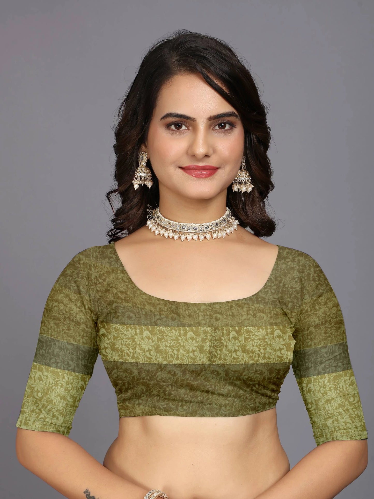 Green Ethnic Motifs Printed Chiffon Saree