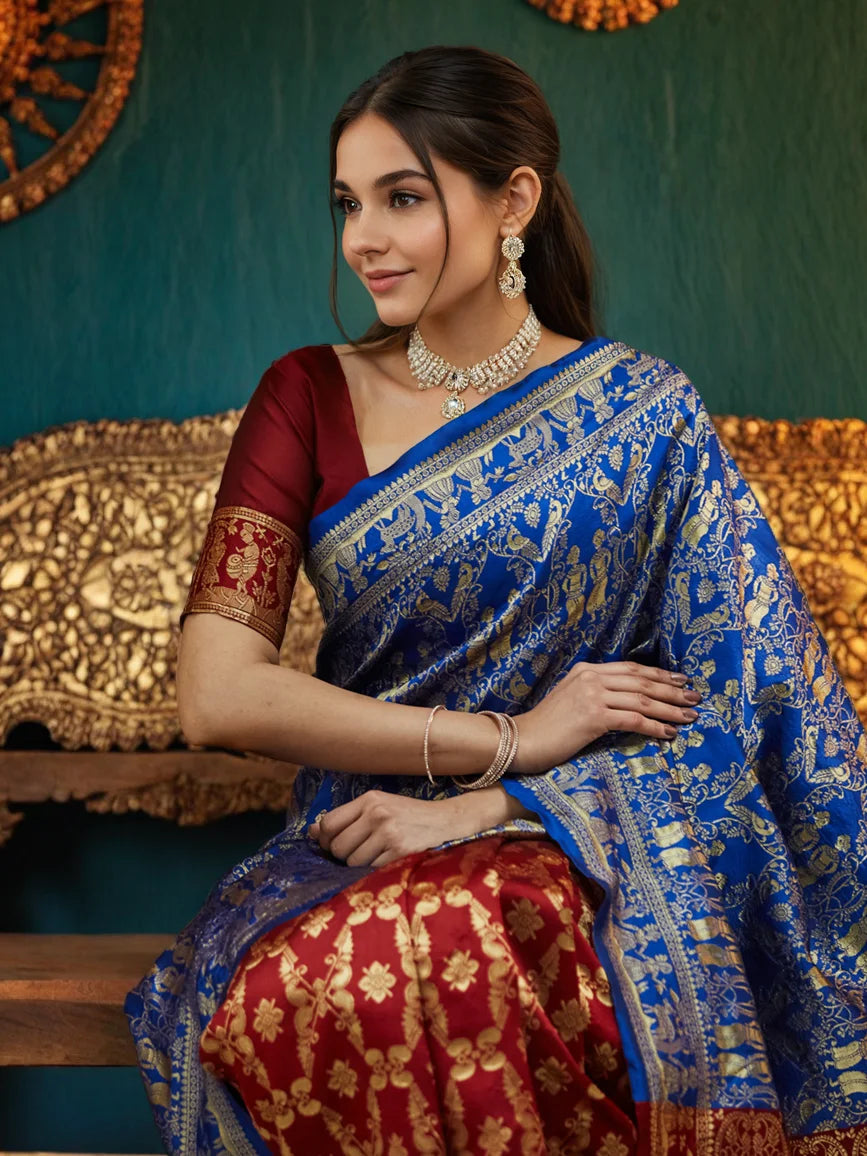 Royal Blue Paithani Saree For Weddings and Special Occasions
