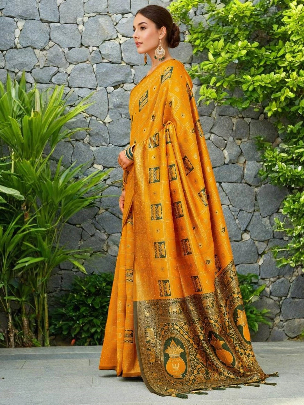 Woven Silk Mustard Paithani Saree - Rheycart