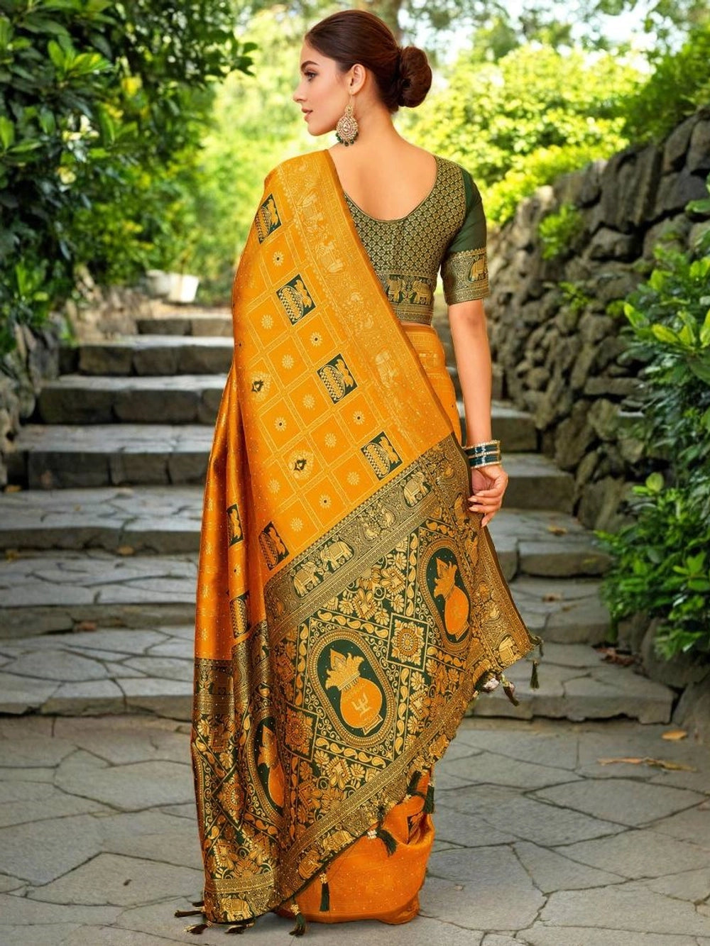 Woven Silk Mustard Paithani Saree - Rheycart