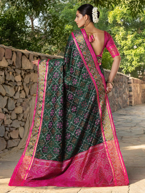 Green Patola Weaving Silk Saree For Women