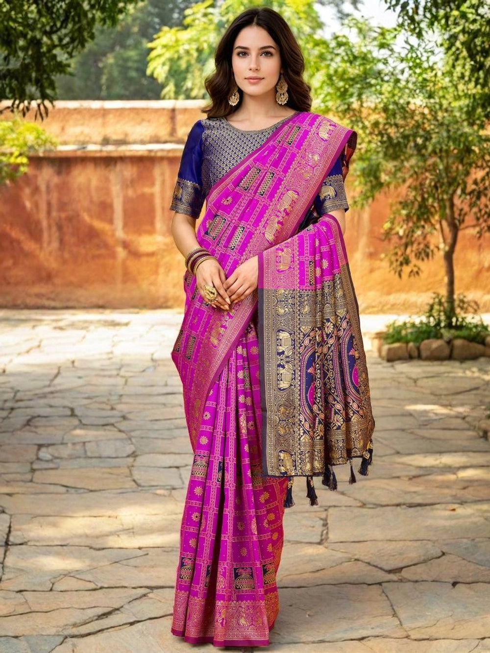 Rani Paithani Silk Saree For Women - Rheycart