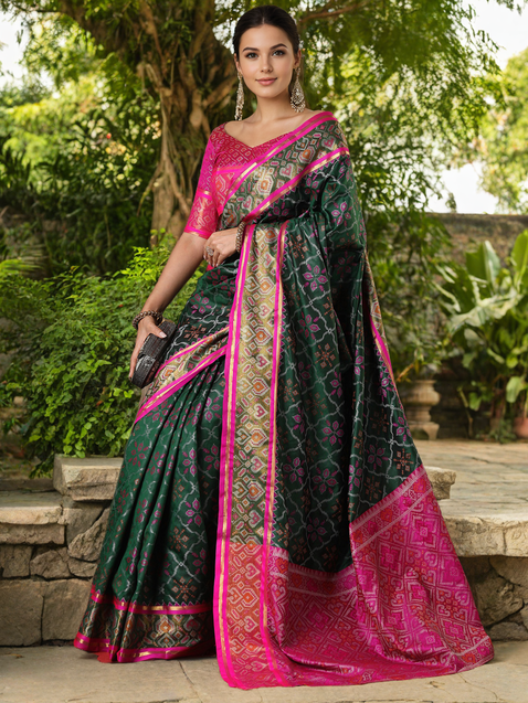 Green Patola Weaving Silk Saree For Women