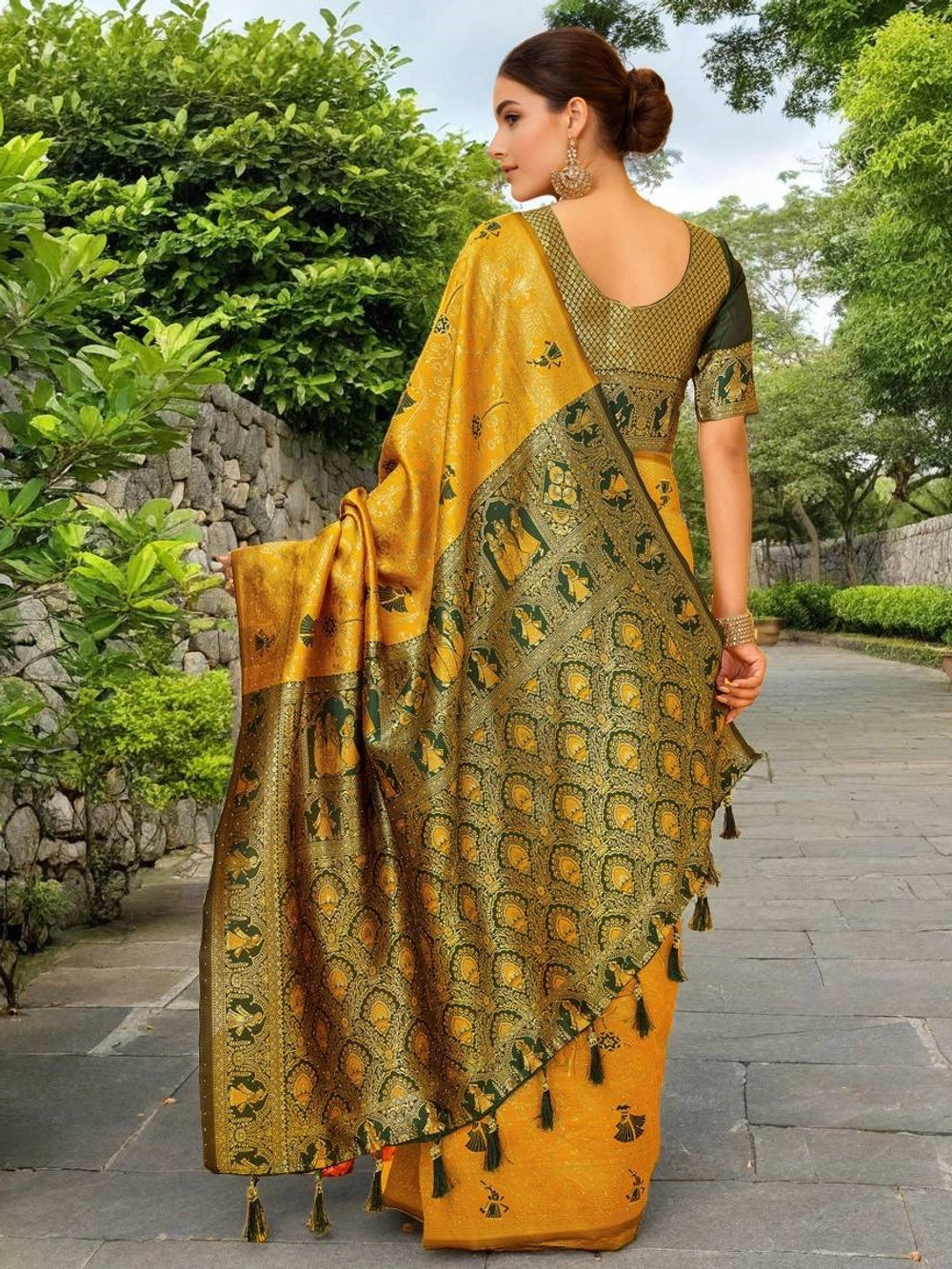Yellow Banarasi Silk Saree For Women - Rheycart