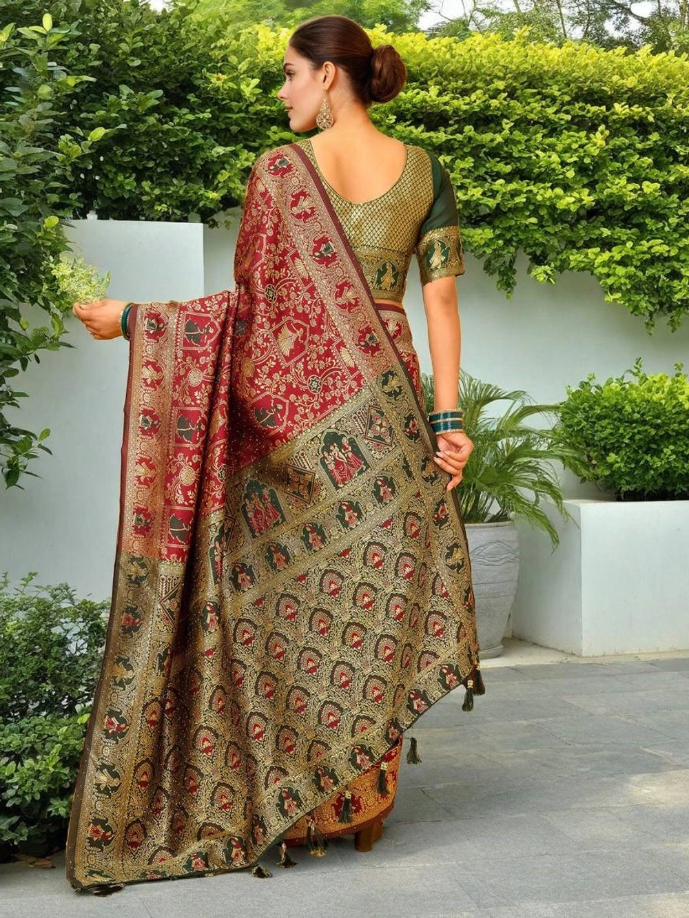 Red Banarasi Silk Saree For Women - Rheycart