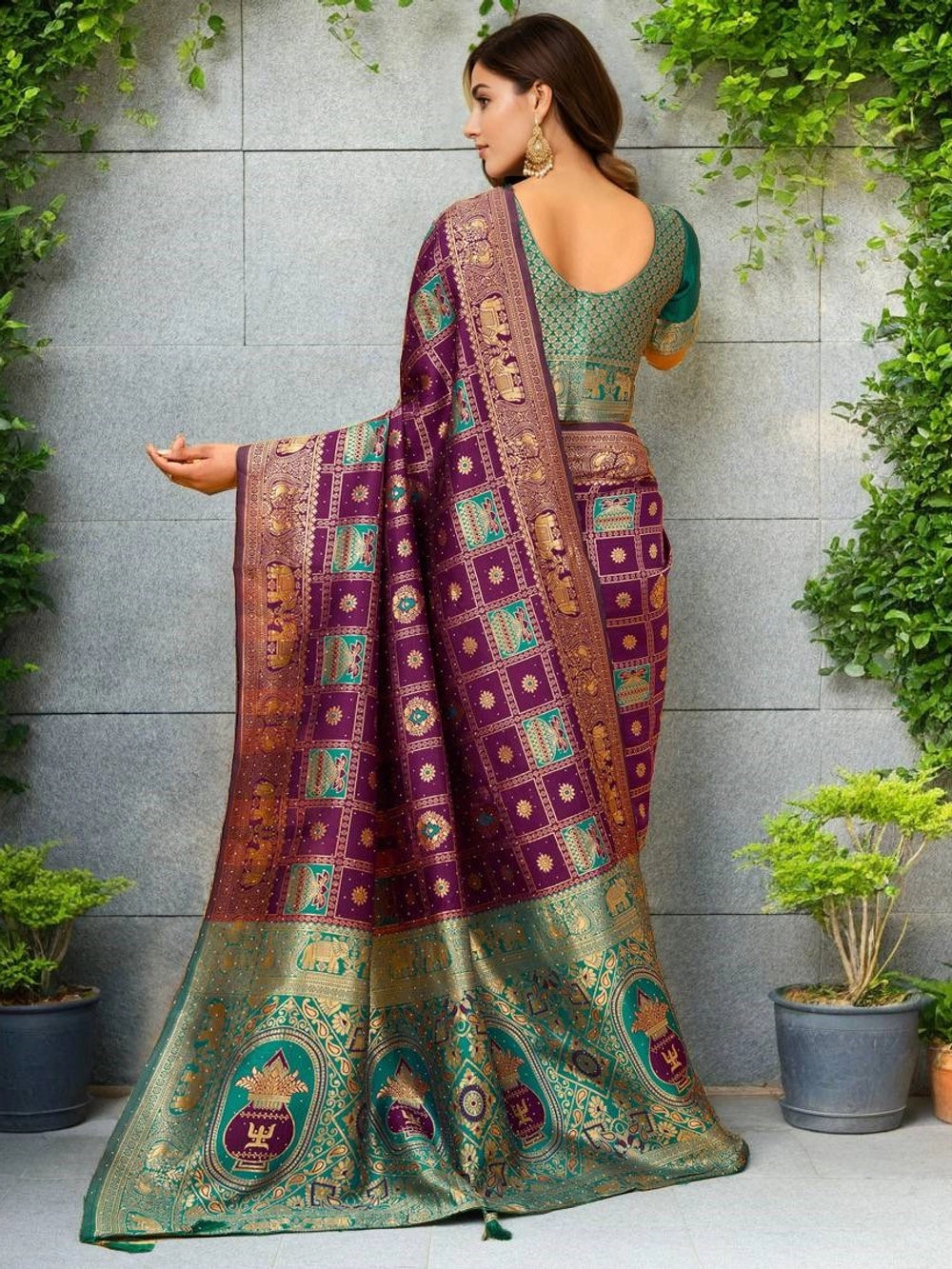 Magenta Woven Silk Saree For Women - Rheycart