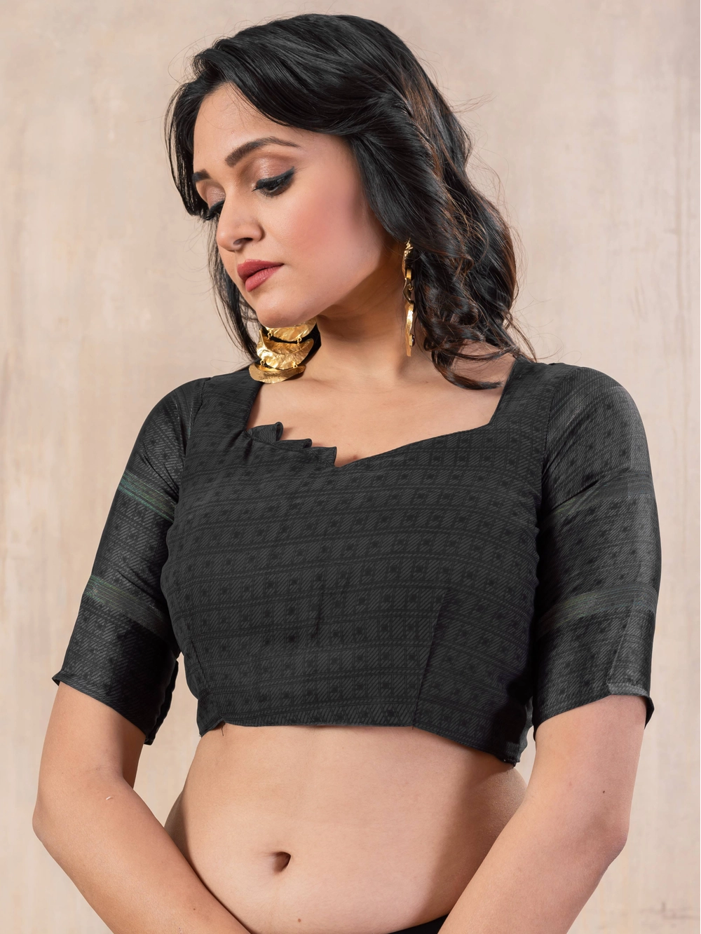 Floral Printed Black Georgatte Bollywood Saree