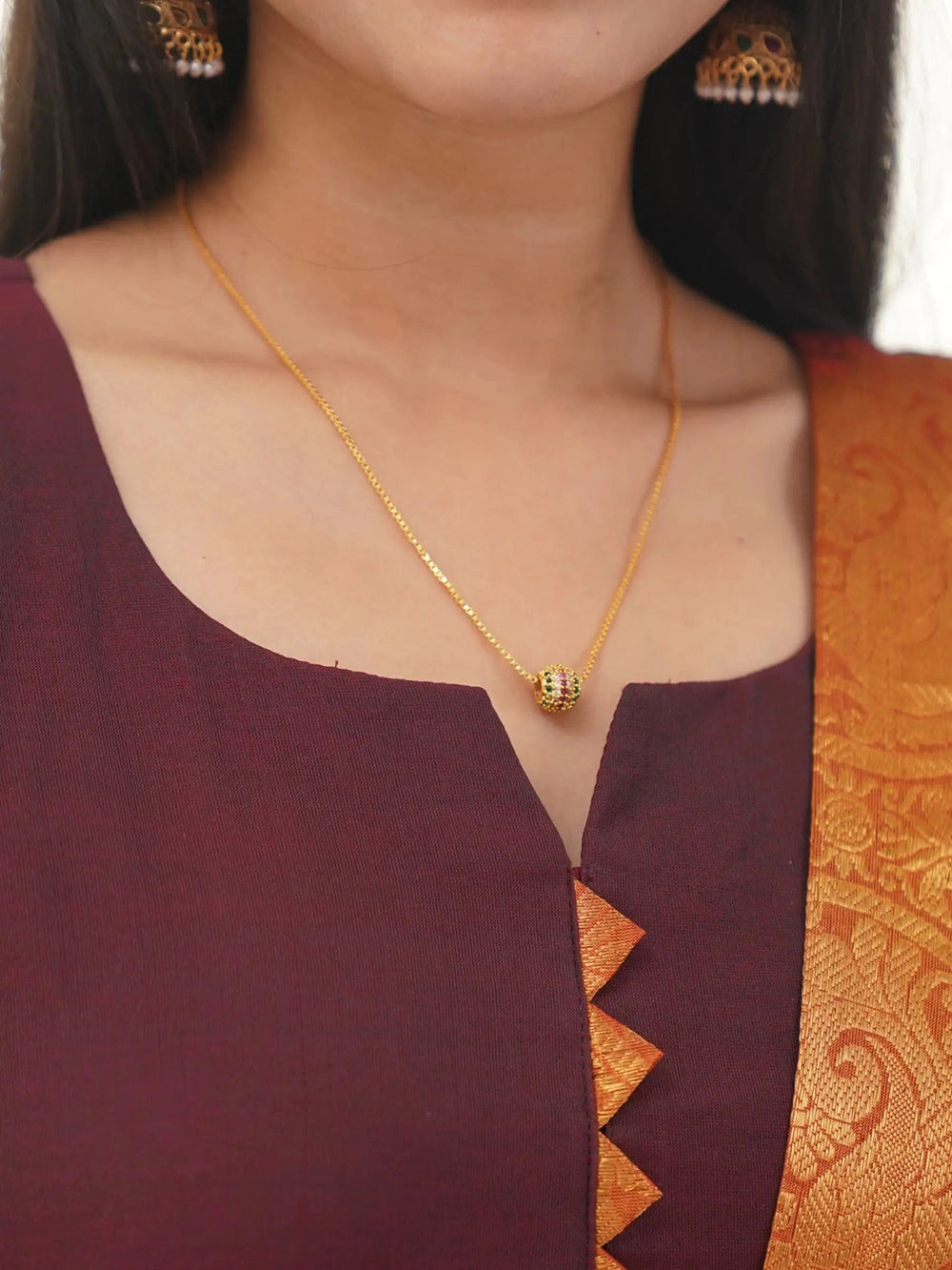 South indian Kanchi Cotton Brown Kurti With Dupatta - Rheycart