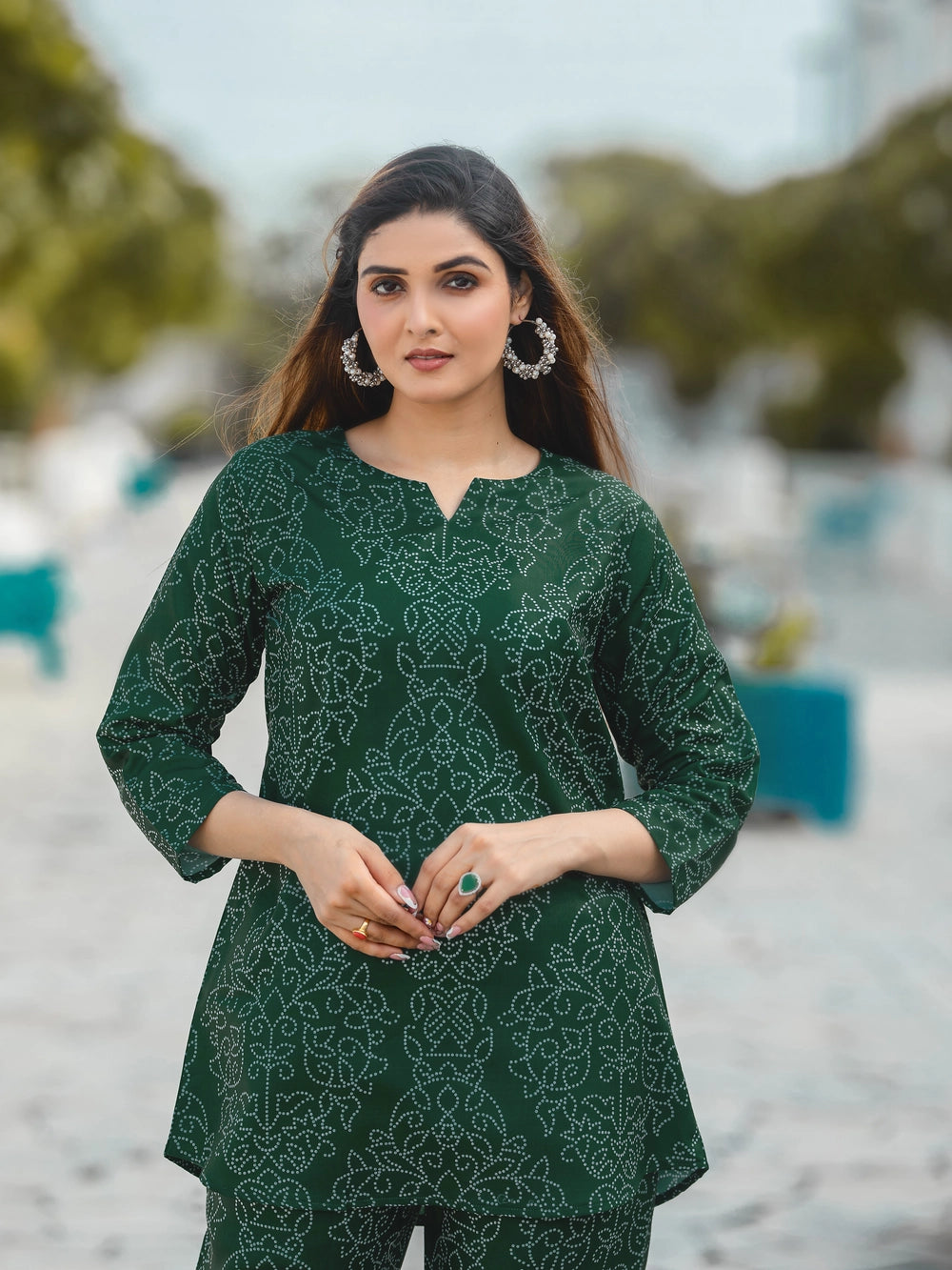 Emerald Green Cotton Line Co-ord set - Rheycart