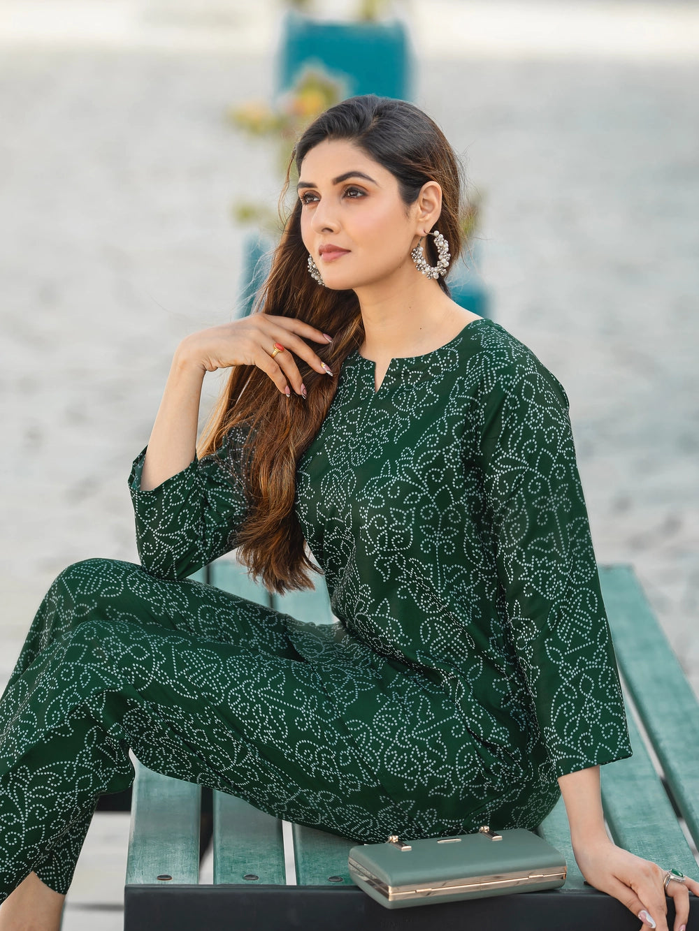 Emerald Green Cotton Line Co-ord set - Rheycart