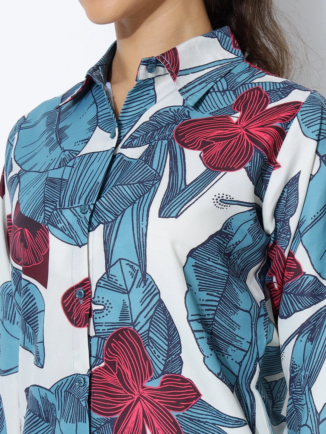 Blue Floral Printed Cotton Rayon Co-ord Set - Rheycart