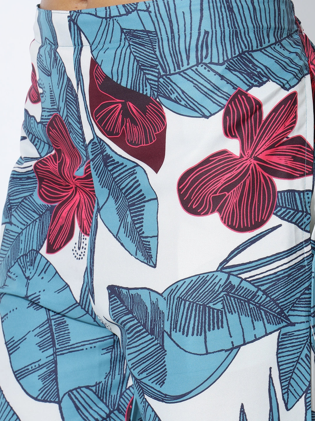 Blue Floral Printed Cotton Rayon Co-ord Set - Rheycart