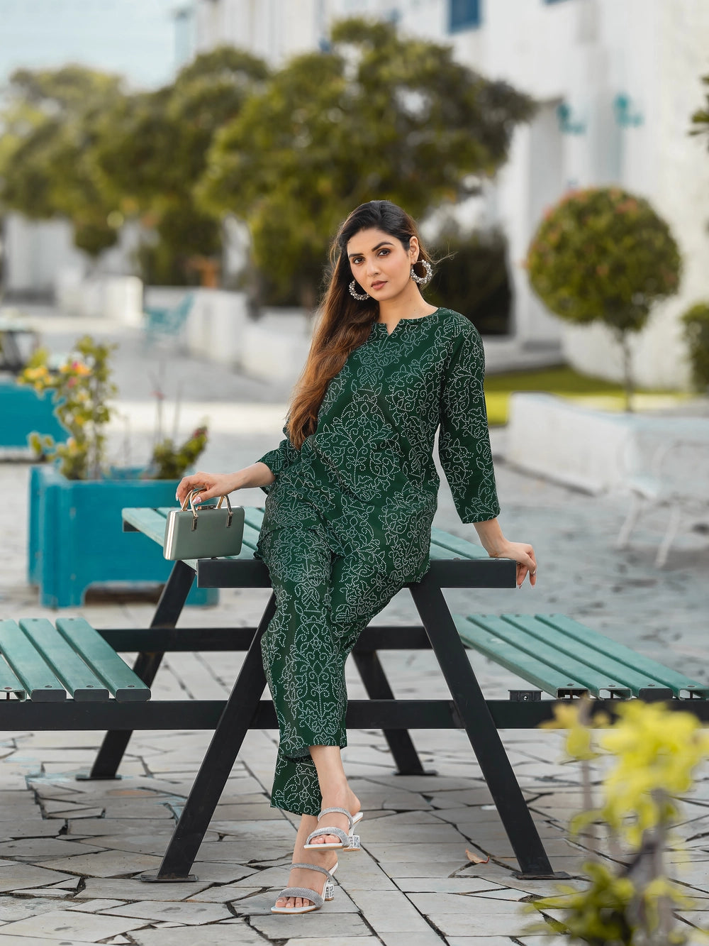 Emerald Green Cotton Line Co-ord set - Rheycart