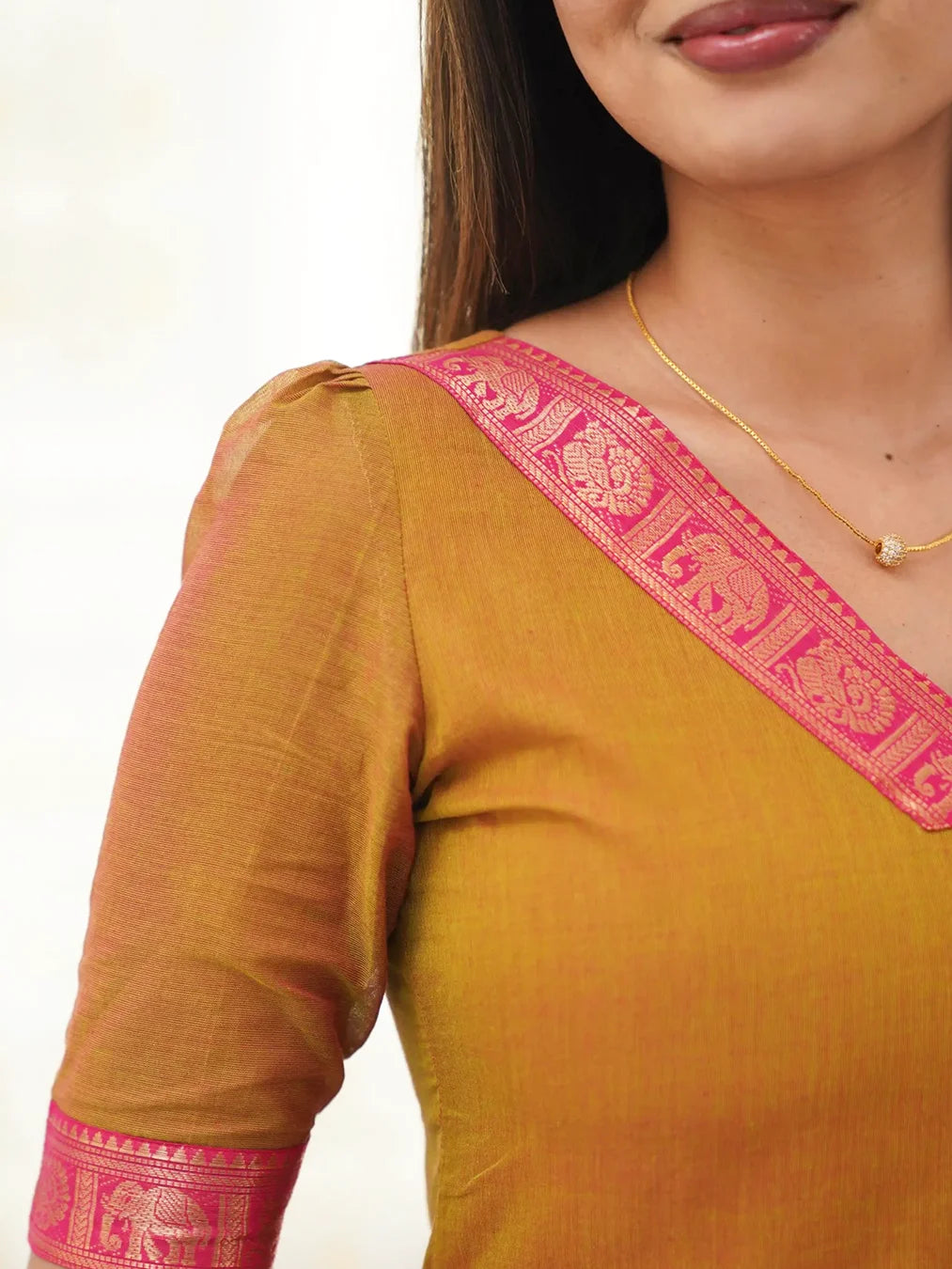 Kanchi Cotton V Neck Mustard Color Kurti And Dupatta - Rheycart