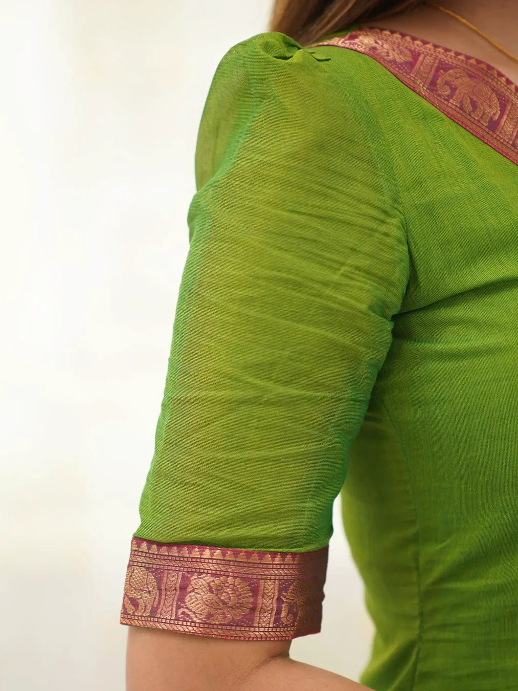 Light Green Kanchi Cotton V Neck Kurti And Dupatta - Rheycart