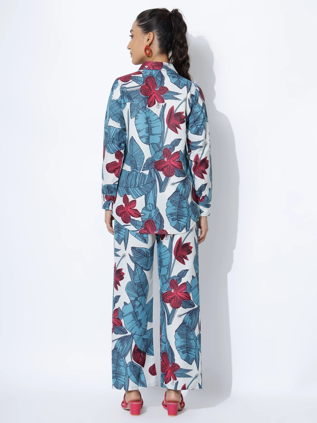Blue Floral Printed Cotton Rayon Co-ord Set - Rheycart