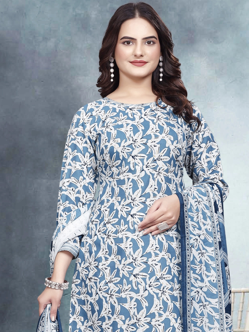 Blue Ruby Cotton Printed Kurti Set - Rheycart