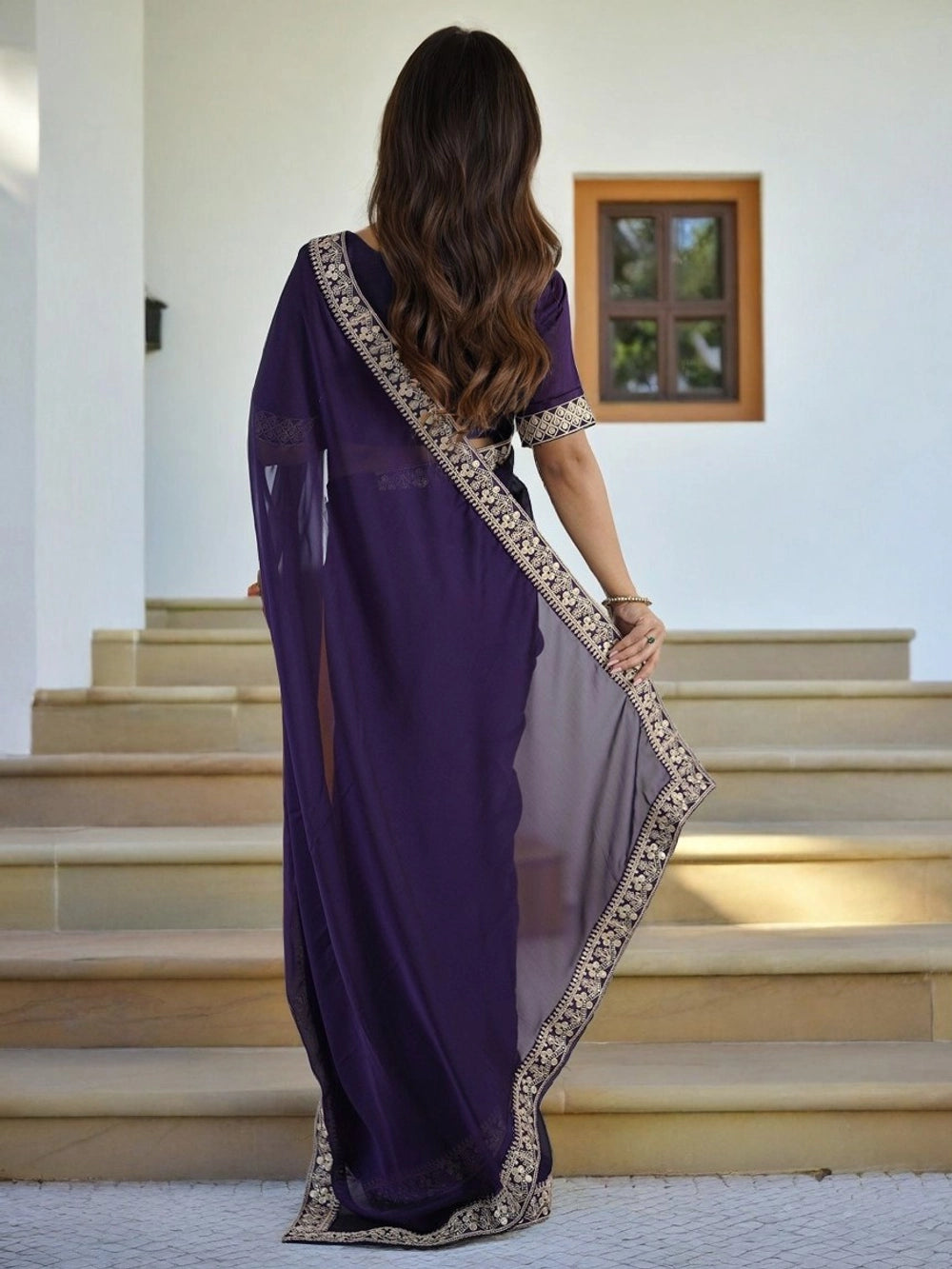 Rangoli silk saree with Banglori blouse - Rheycart