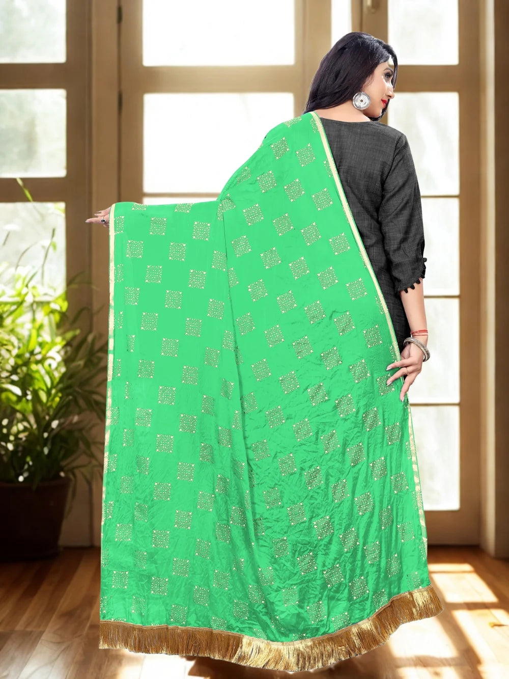 Parrot Green Chiffon Dupatta