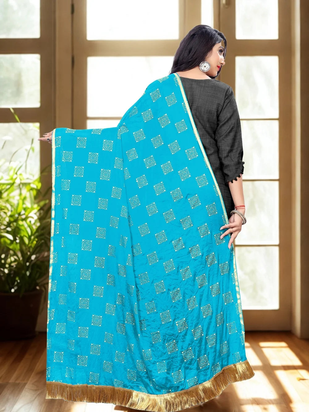 Chiffon Sky Blue Dupatta