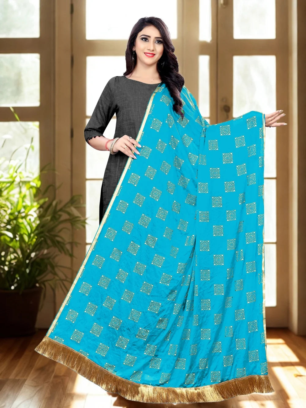 Chiffon Sky Blue Dupatta