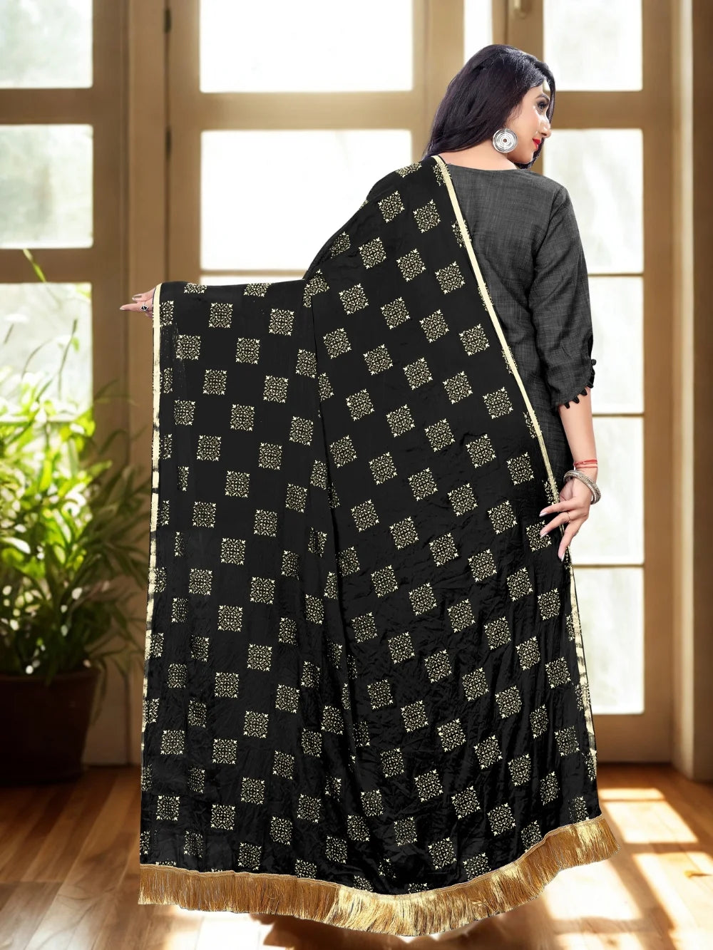 Chiffon Black Dupatta