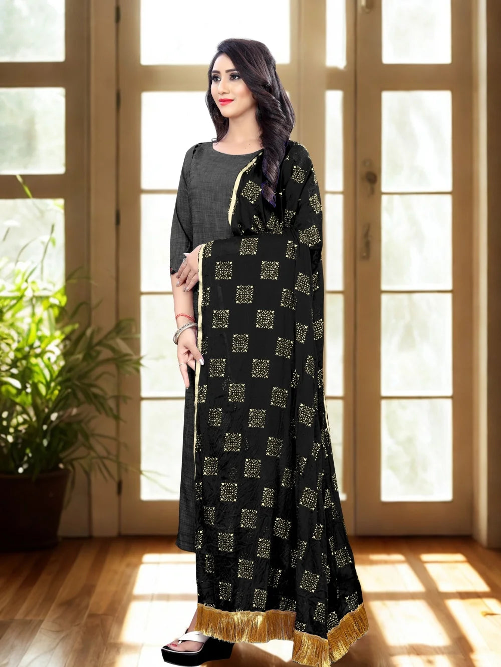 Chiffon Black Dupatta