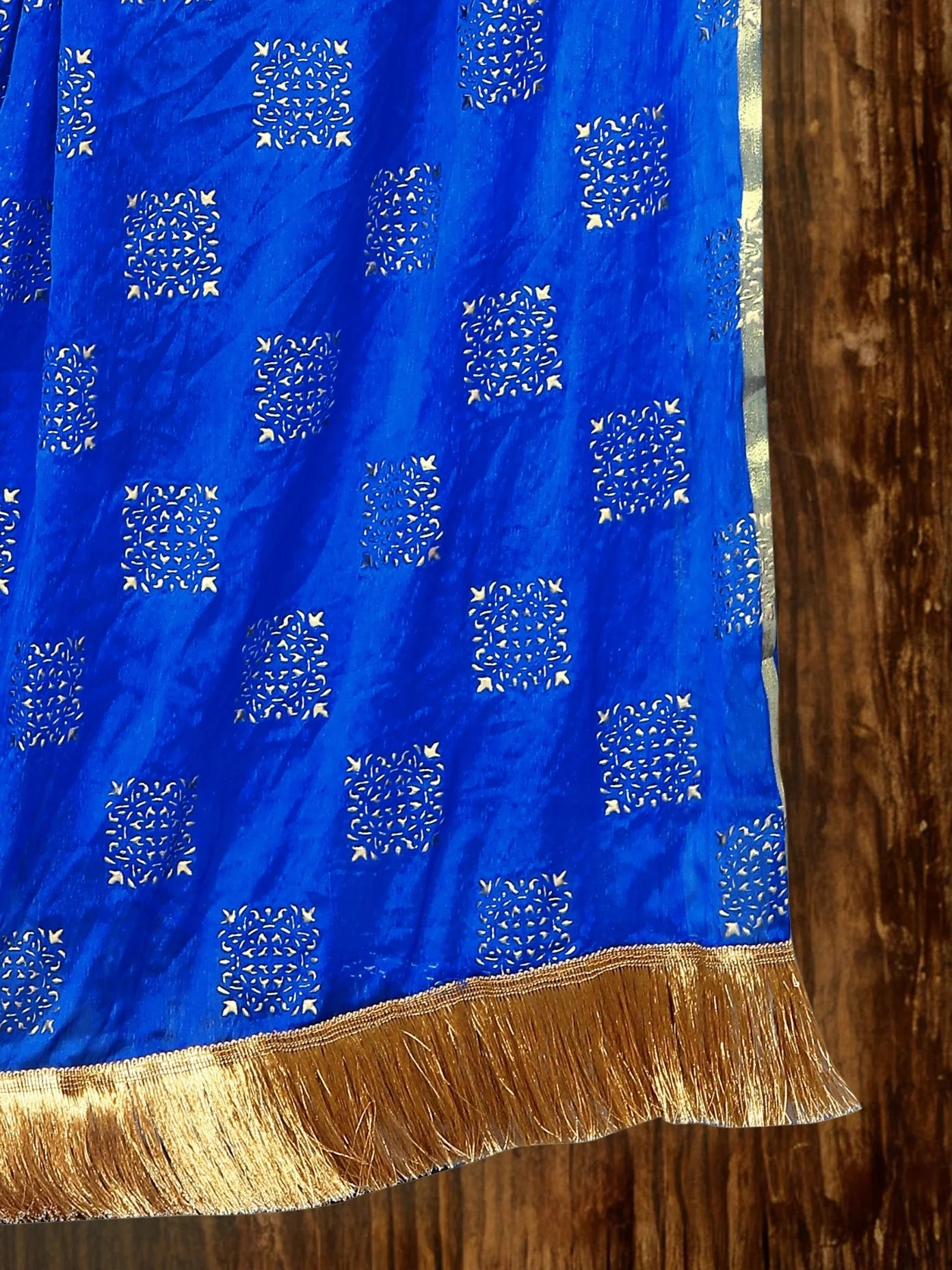 Blue Embellished Chiffon Dupatta