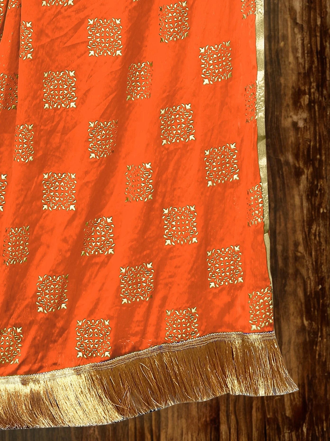 Embellished Orange Chiffon Dupatta