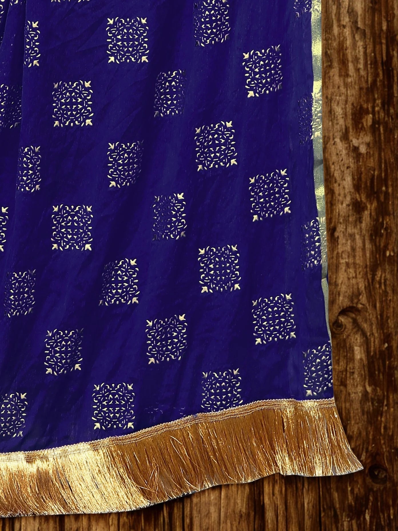 Embellished Neavy Blue Chiffon Dupatta