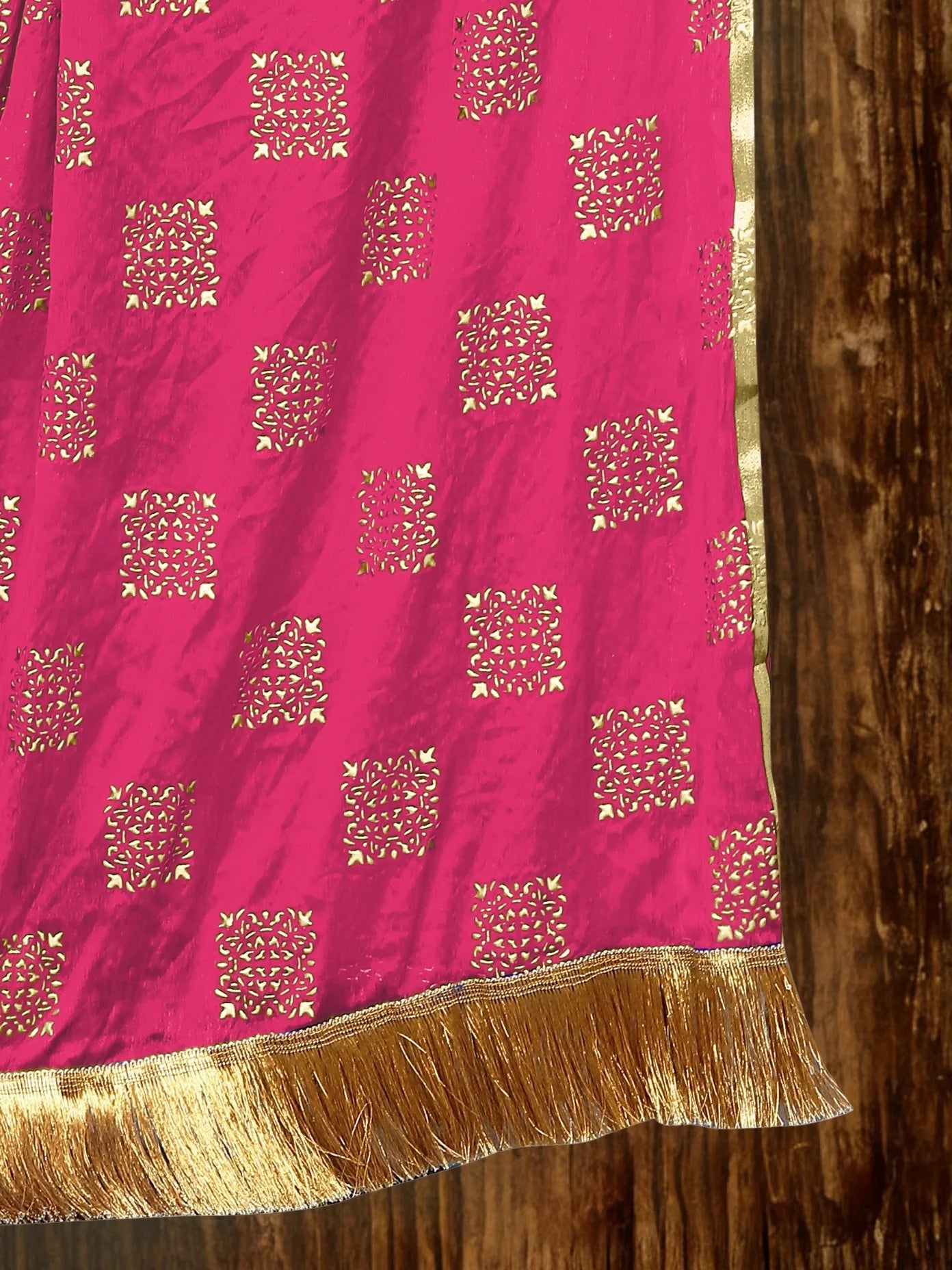 Pink Embellished Chiffon Dupatta