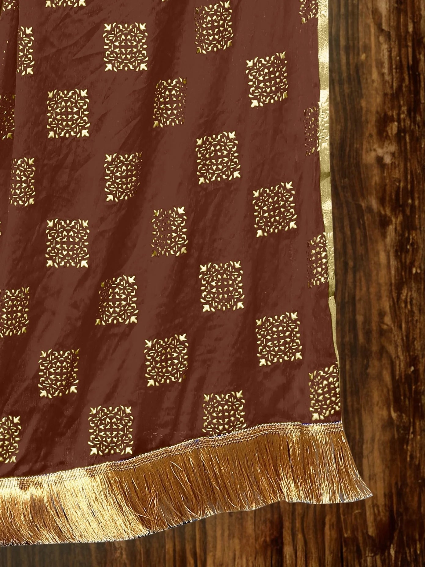 Embellished Brown Chiffon Dupatta