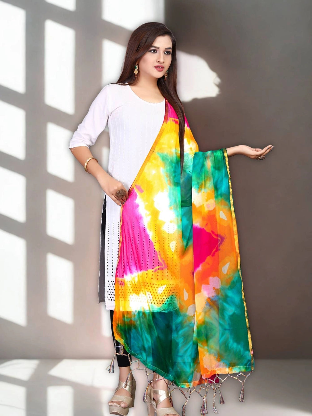 Tie And Dye Multi Color Chiffon Dupatta