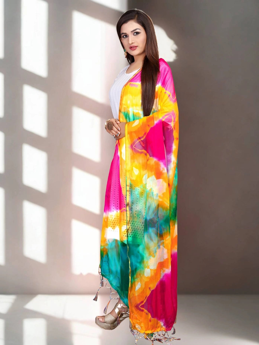 Tie And Dye Multi Color Chiffon Dupatta