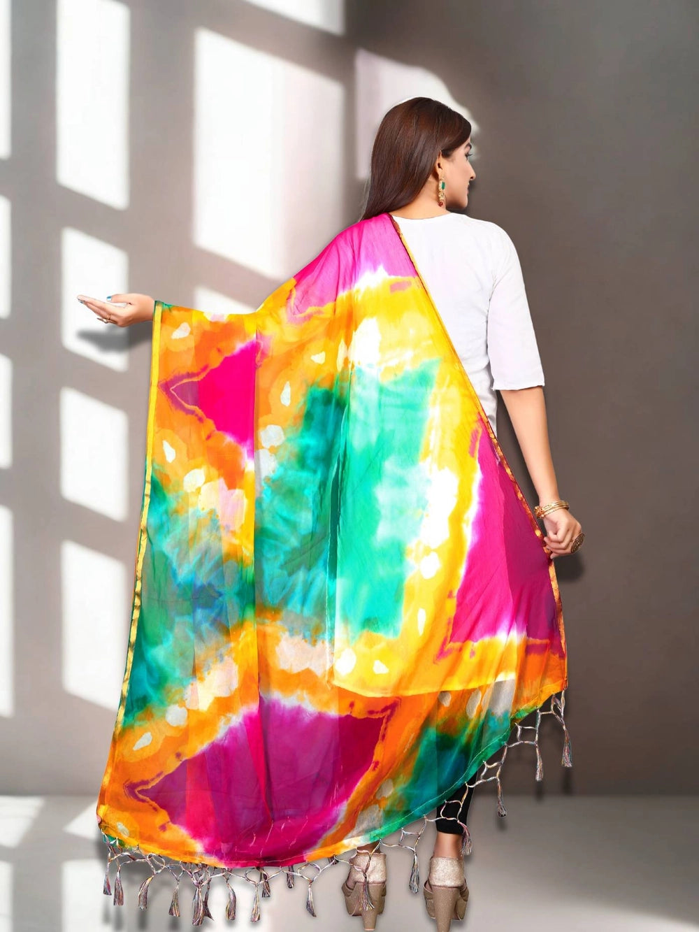 Tie And Dye Multi Color Chiffon Dupatta