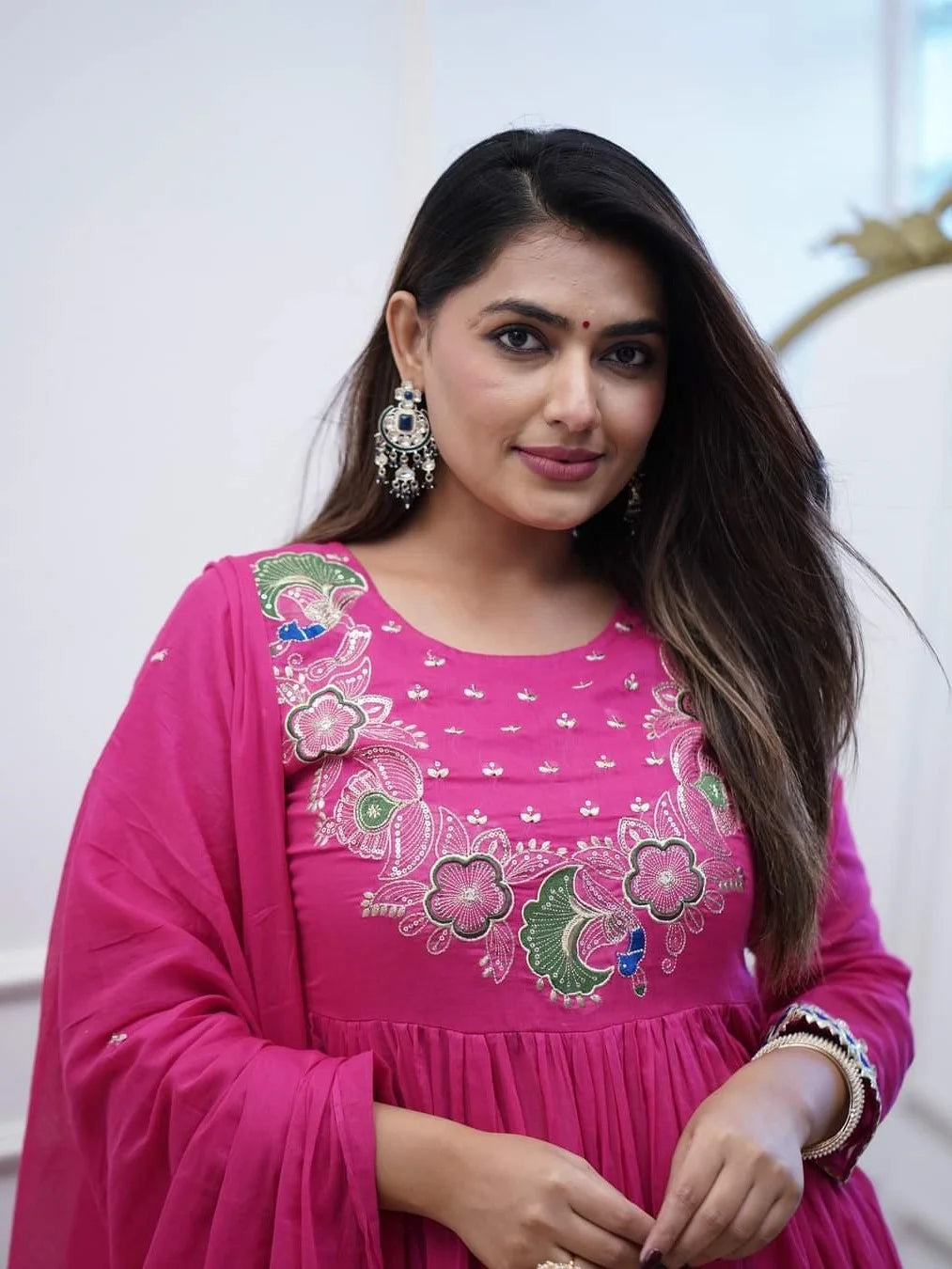Pink Embroidered Anarkali Kurta Set with Dupatta - Rheycart