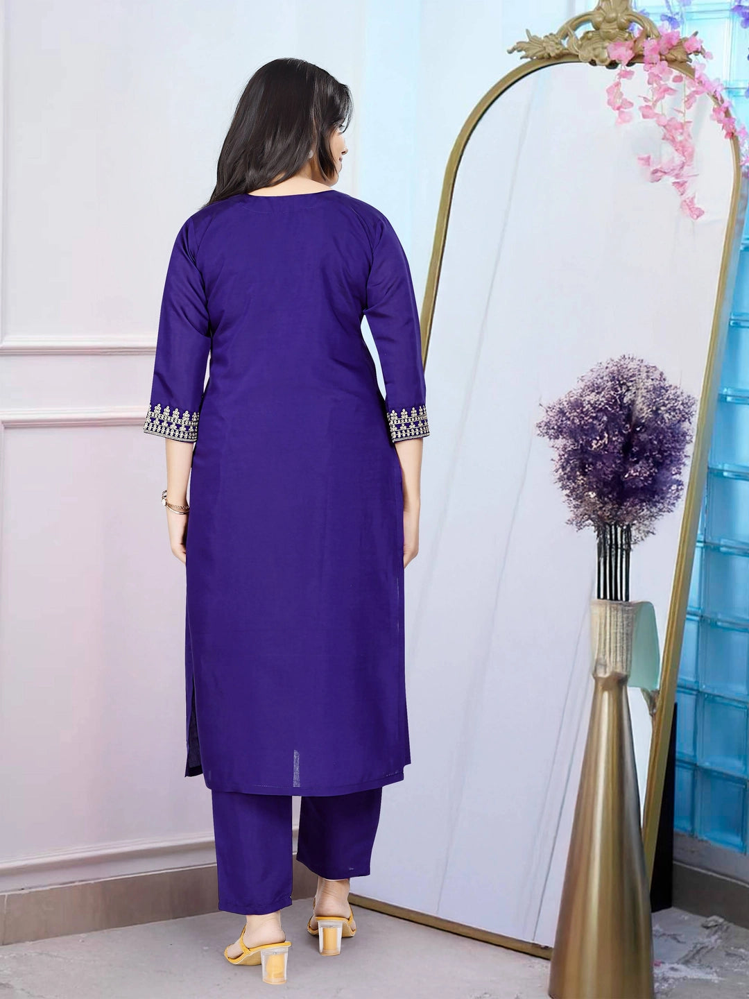 Violet Polyviscose chanderi silk Suit For Women - Rheycart