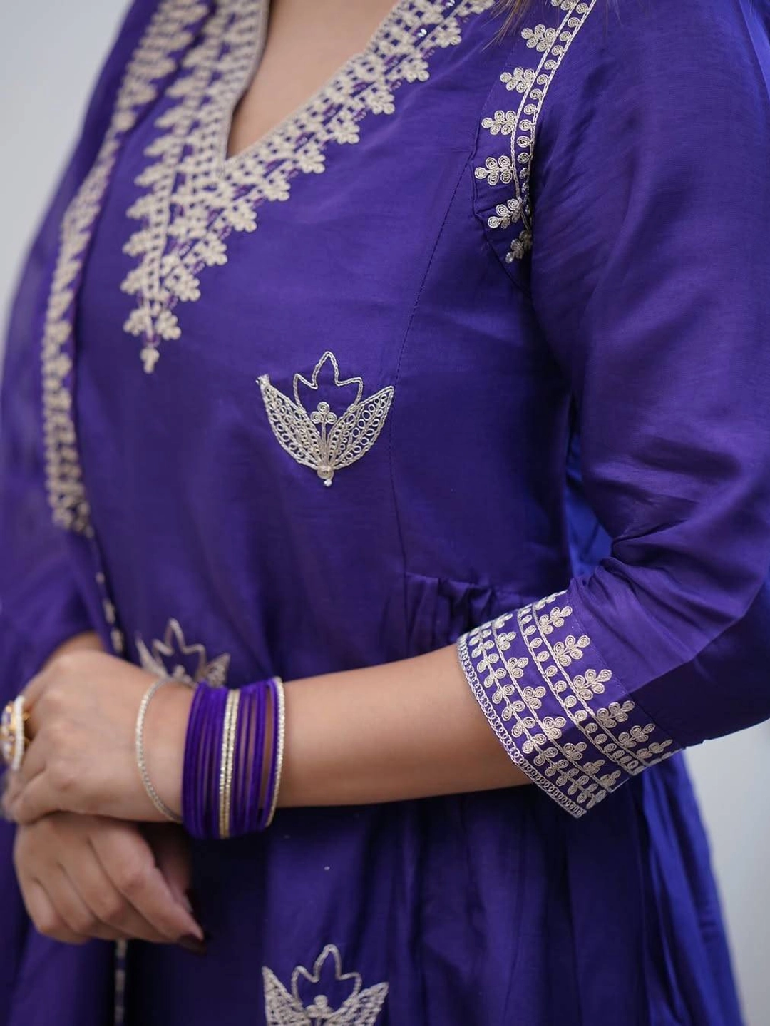 Violet Polyviscose chanderi silk Suit For Women - Rheycart