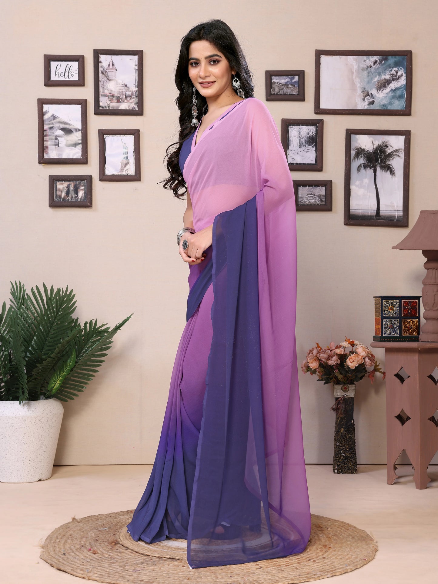 Bollywood-inspired ready-to-wear saree in Georgette fabric