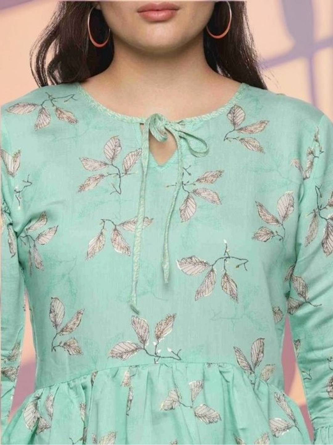 Mint Green Floral Printed Tunic with Pants for Women - Rheycart